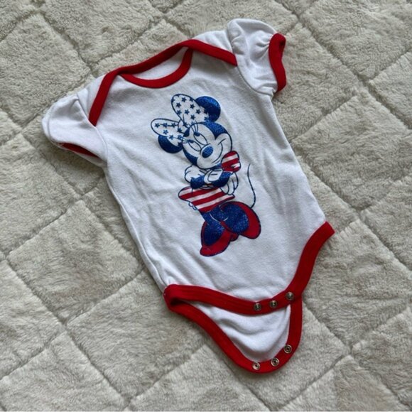 Disney Baby | Red, White & Blue, Minnie Mouse July 4th Onesie | Size 0-3 Months - Picture 4 of 7